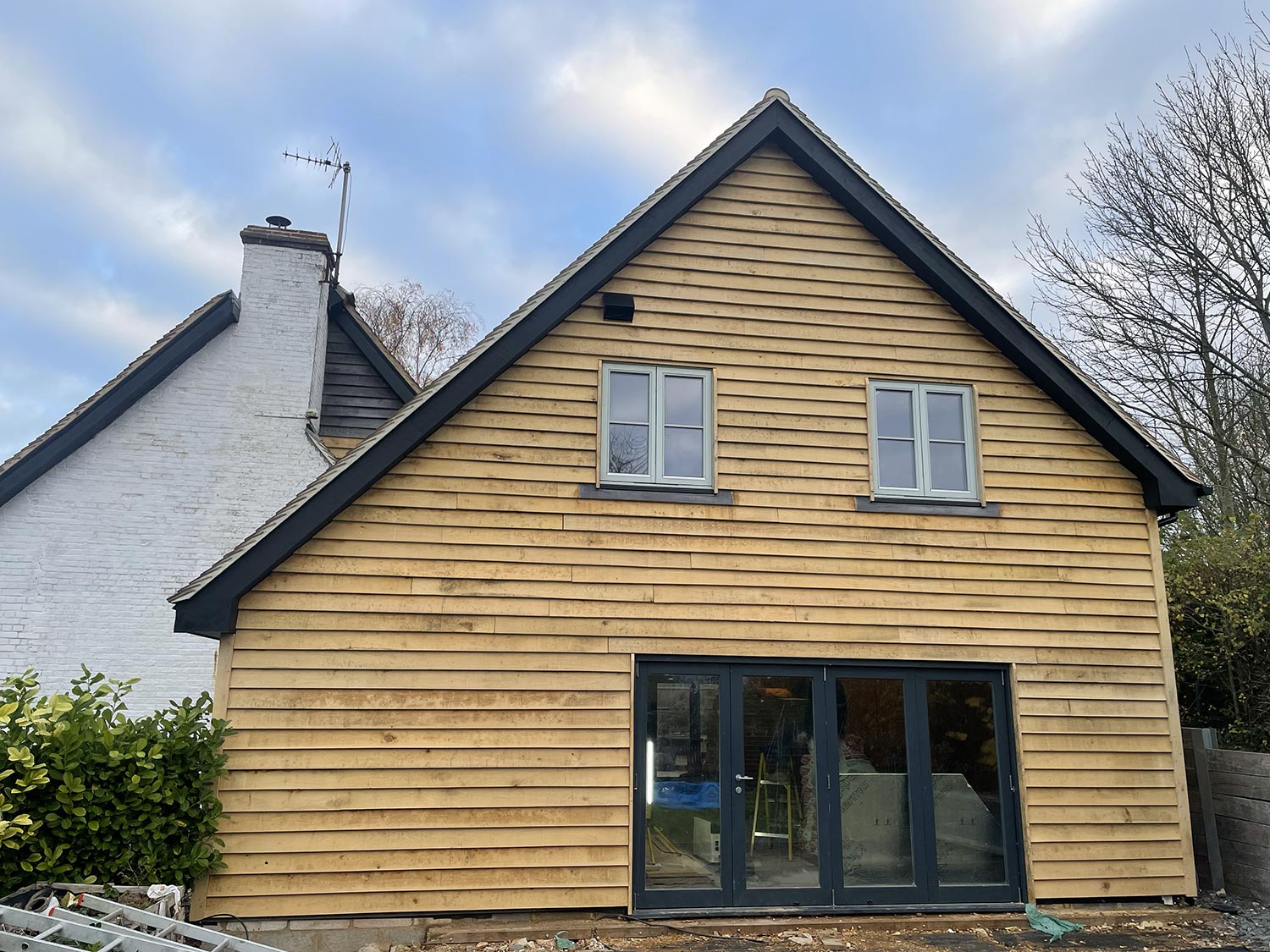 Oak cladding on a project in Billingshurst.