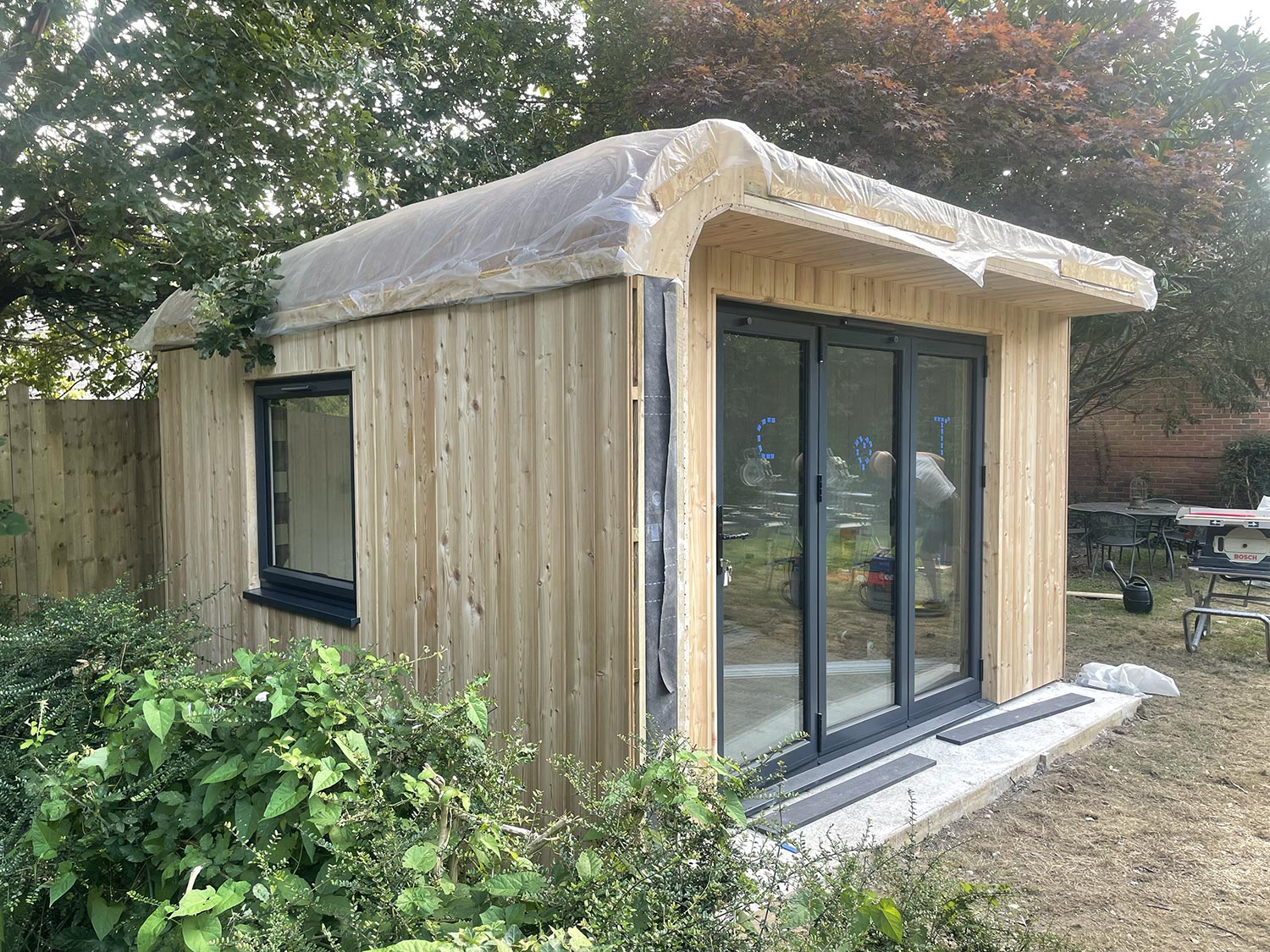 Curved timber roof on a client's garden room.